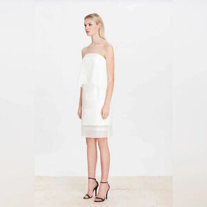 NWT Elliatt Crested Sheer Overlay Tiered Strapless Dress White XS